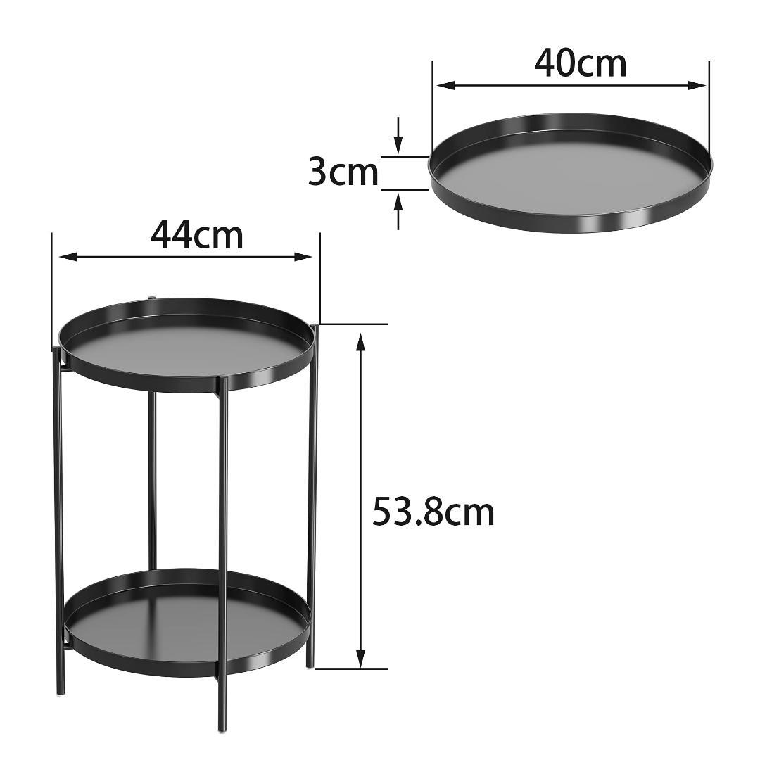 2段 トレイシンプルエレガント丸型 サイドテーブル