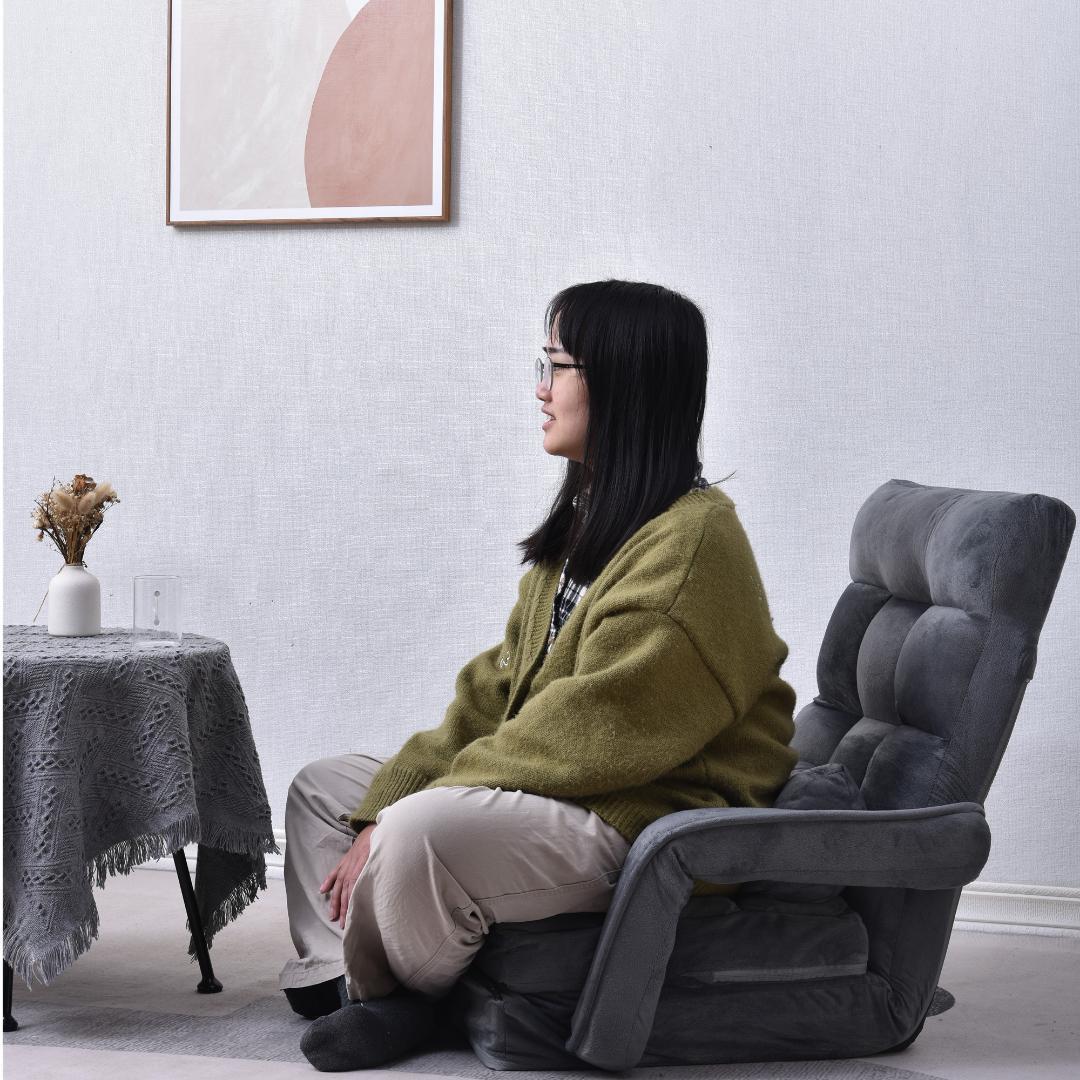 座椅子リクライニング14段ギアリクライニングチェアー ファブリック【ダークグレー