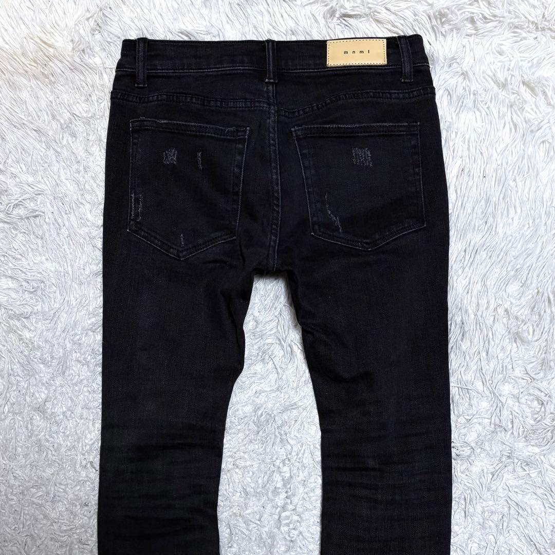 【極美品】mnmlミニマル　ダメージ加工スキニーデニムジーンズ　バンダナ　w30