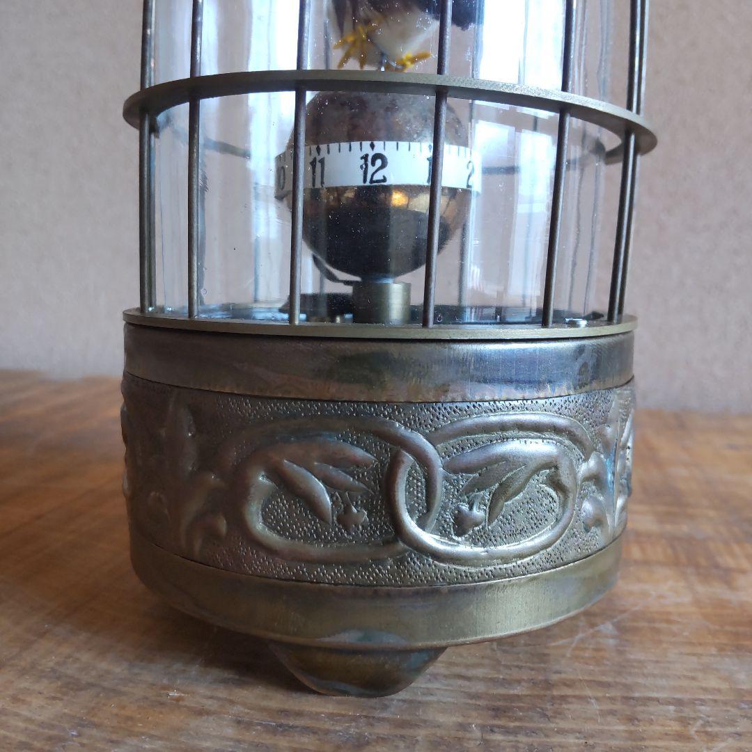 【稼動品】鳥かご時計 鳥籠時計 置時計 ゼンマイ式 アンティーク 美品