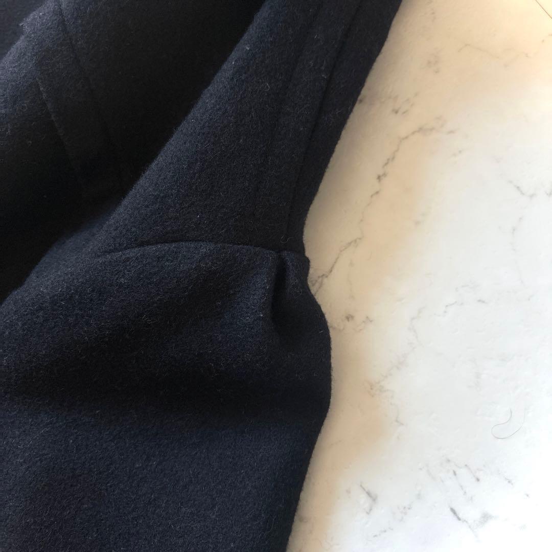 イザベルマラン オーバーサイズ フーデッドウールメルトン リバーハーフコート 黒