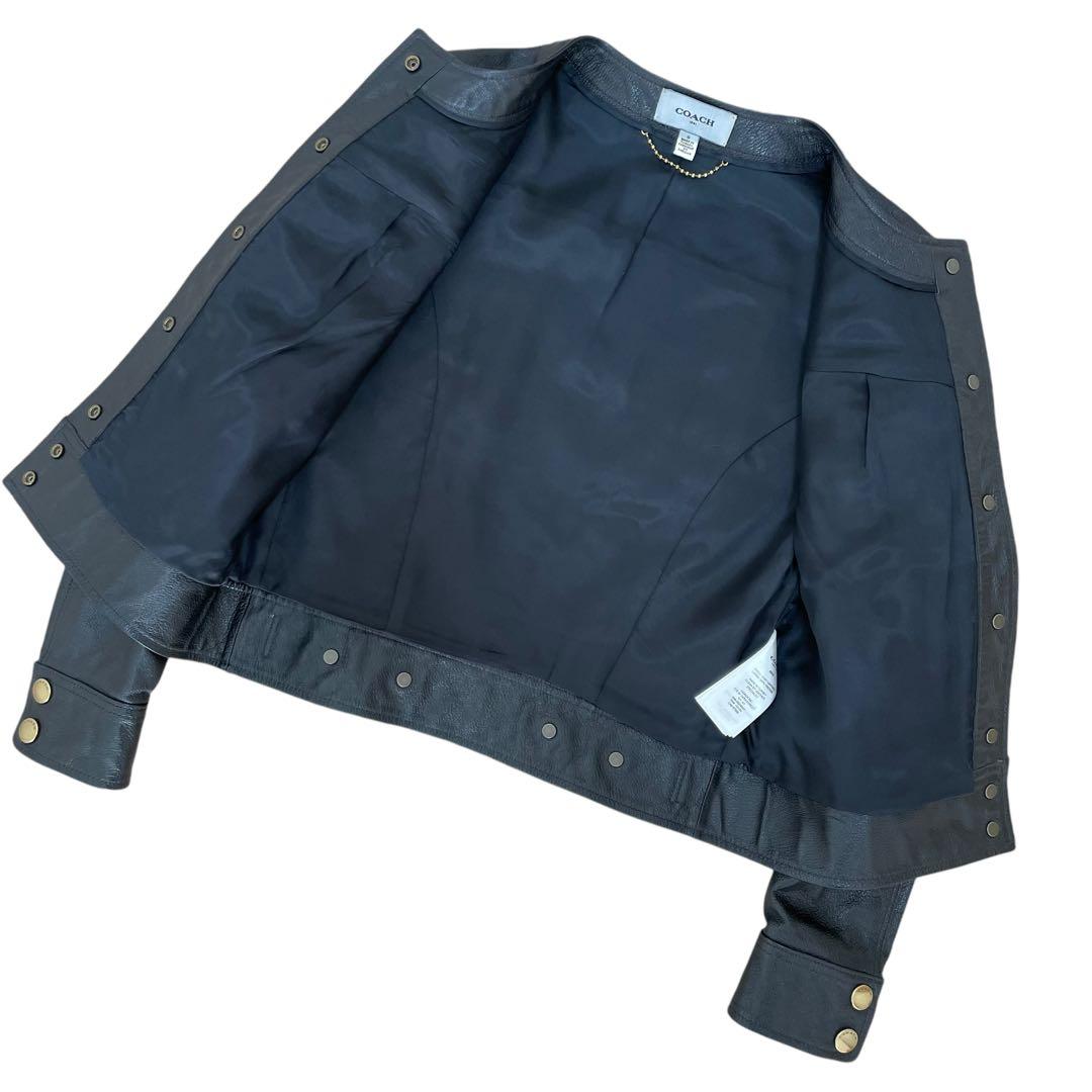 COACH ノーカラー レザージャケット 0(S相当) ブラック