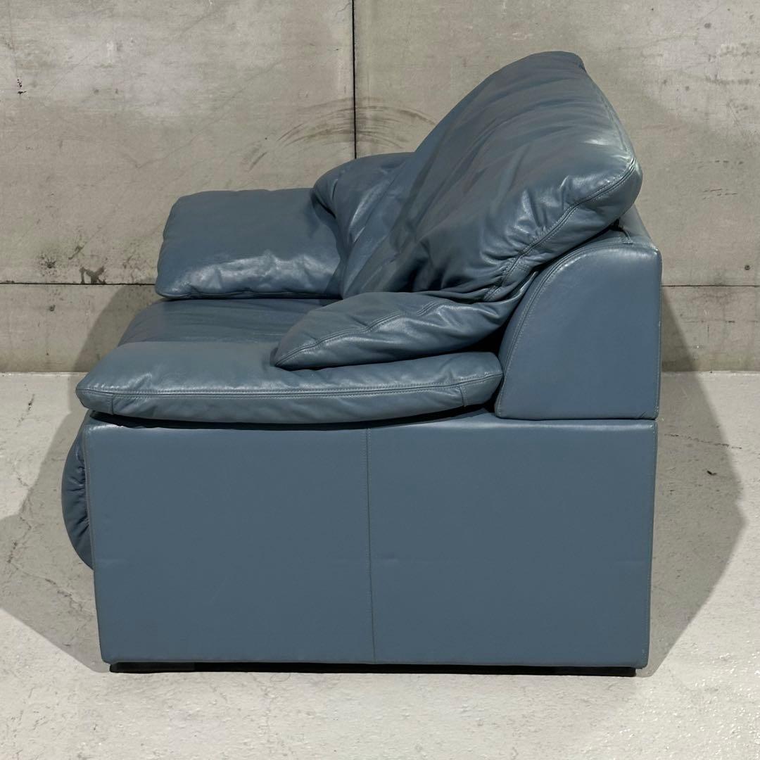 maruni／マルニ 本革1人掛ソファ｜ブルーグレー｜本革＆ボリュームクッション