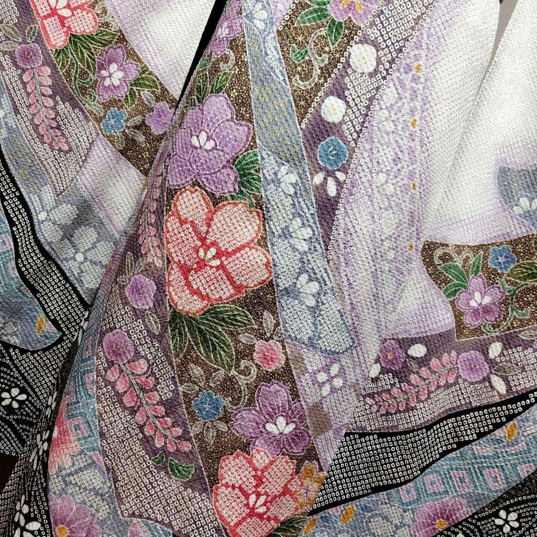 振袖フルセット(8点)・成人式・総絞り・エンボス加工・胴裏正絹・正絹・逸品