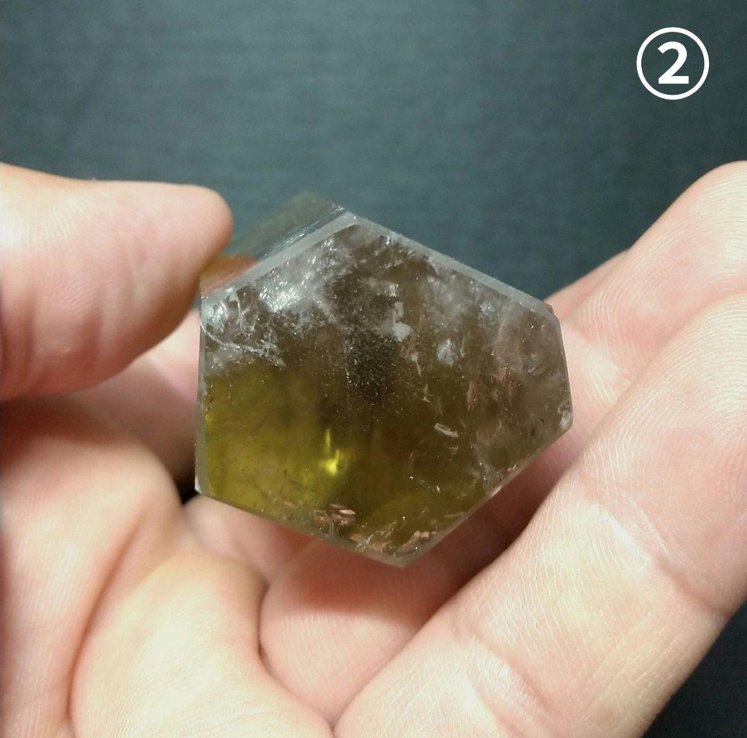 【美品,希少】レモンクォーツ《ポイント》２本セット　置物　天然石　虹