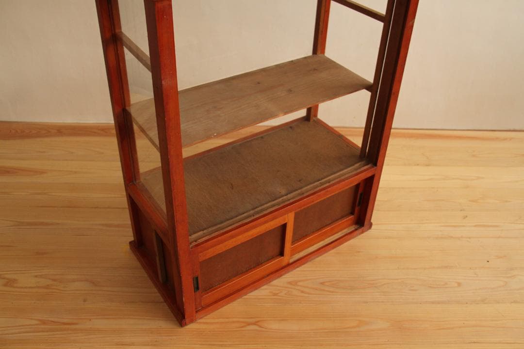 ガラス棚　デイズプレイ棚　店舗什器　棚　木製アンティーク　高さ約90㎝