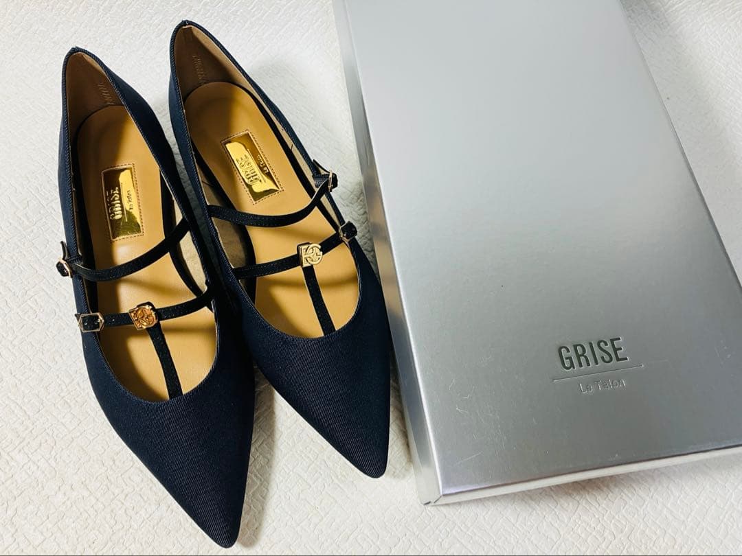 SH73◆新品◆Le Talon GRISE ダブルTストラップフラット24.0