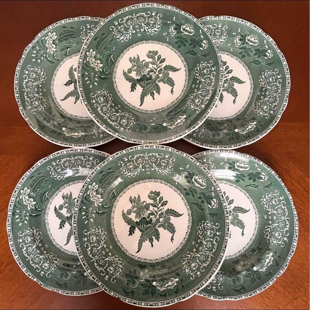 【希少品】スポード ★グリーンカミラ★プレート　6枚