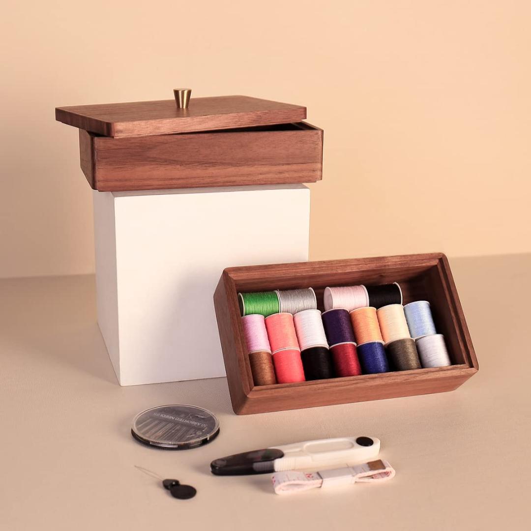 アクセサリー 蓋つき 黒胡桃材製蓋付き小物収納ボックス