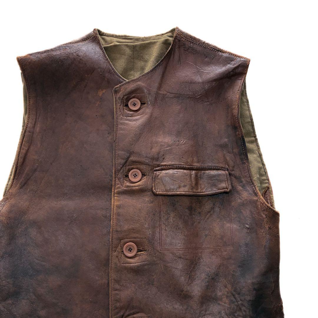40s イギリス軍 レザー ジャーキンベスト フランス軍 ドイツ軍 ユーロ