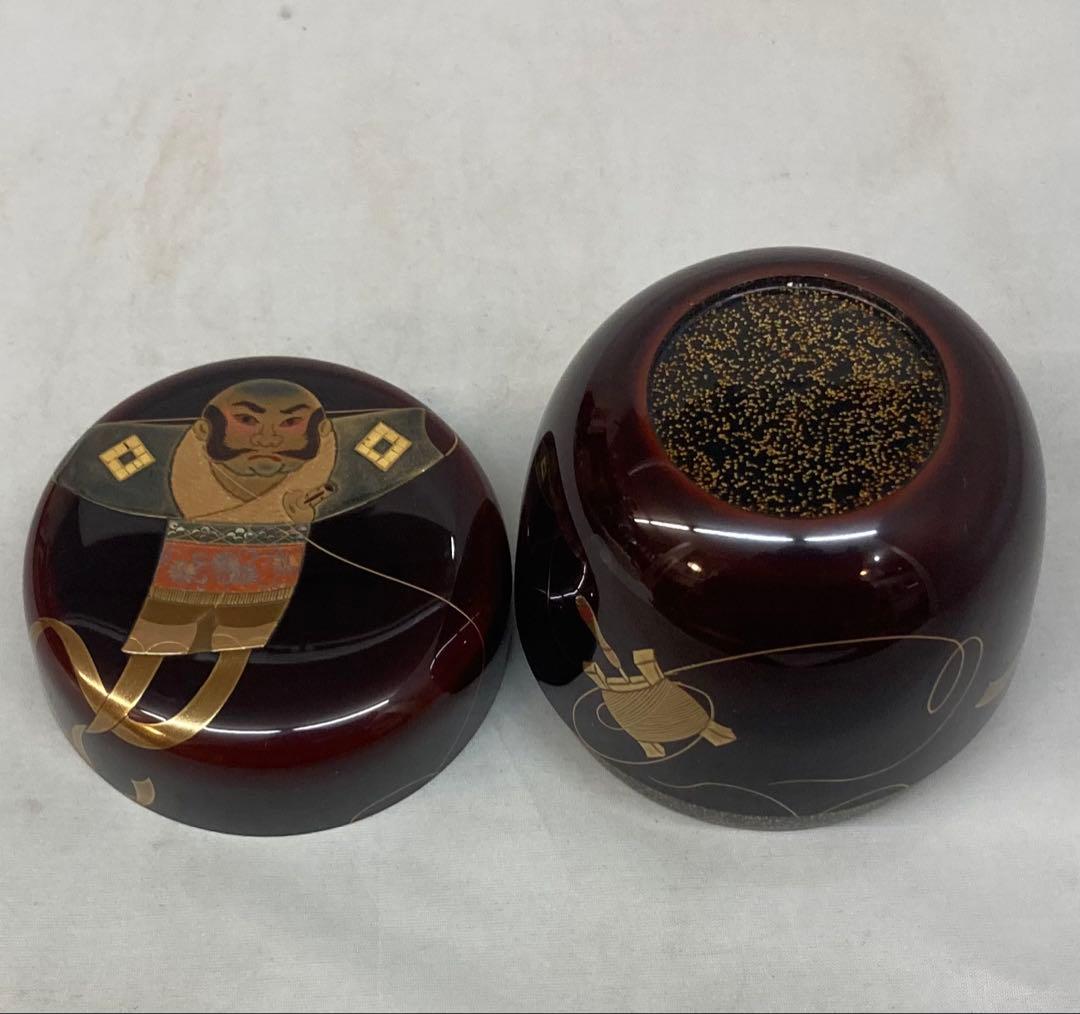 B259h 「奴凧蒔絵 棗」荒井正春作　共布共箱　正月　内金梨地　茶道具