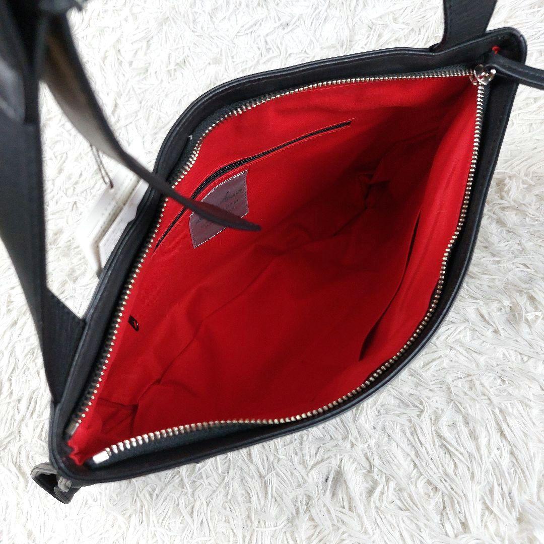 未使用級タグ付 kawa-kawa 2WAY 大容量 レザーショルダーバッグ 黒