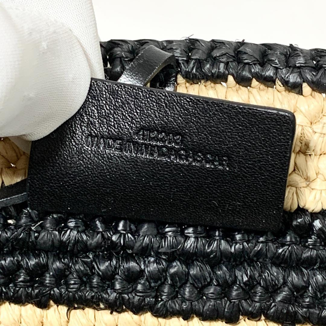 美品　ロエベ　エレファント　カゴバッグ　トート　ラフィア　アナグラム　ストライプ