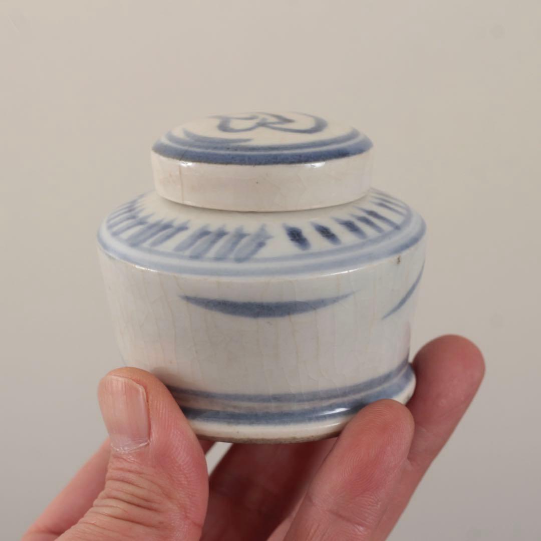 太白手 インク瓶 古道具 アンティーク 陶胎染付