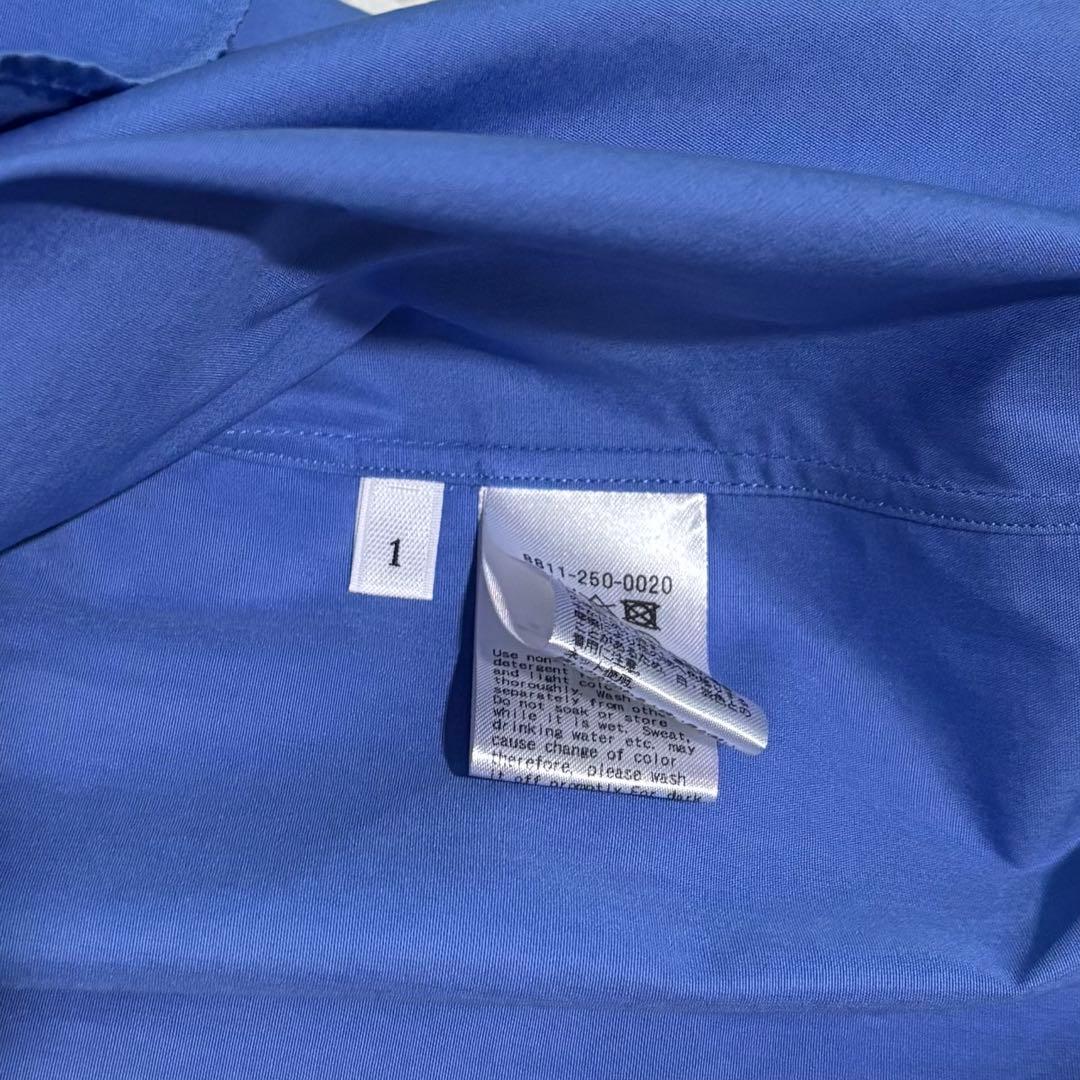 新作未使用級✨ LOEFE コットン ブロード バンドカラーシャツ コバルト 1