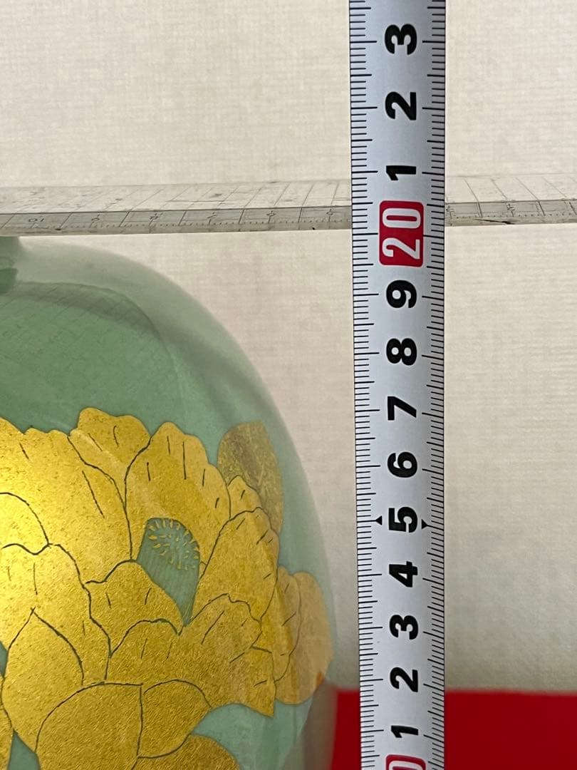 人間国宝 吉田美統 釉裏金彩 椿文 壷 共箱 共布 栞 Y32