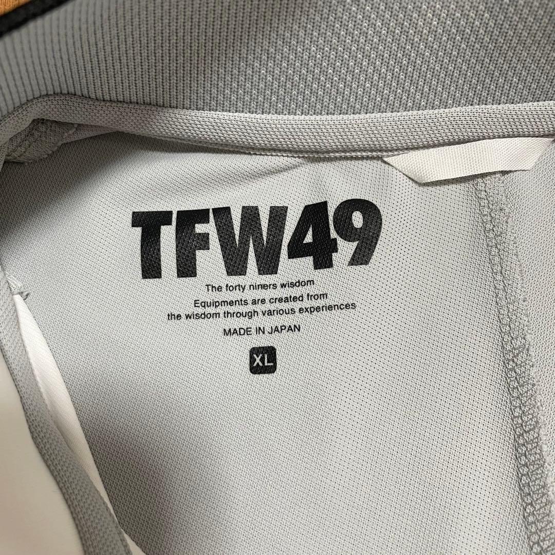 TFW49 ハーフジップ　モックネック　シャツ　ホワイト　グレー　XL