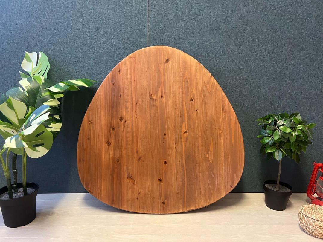 【送料無料】 ローテーブル おにぎり 約70cm 杉 ブラウン 折り畳み 木組脚