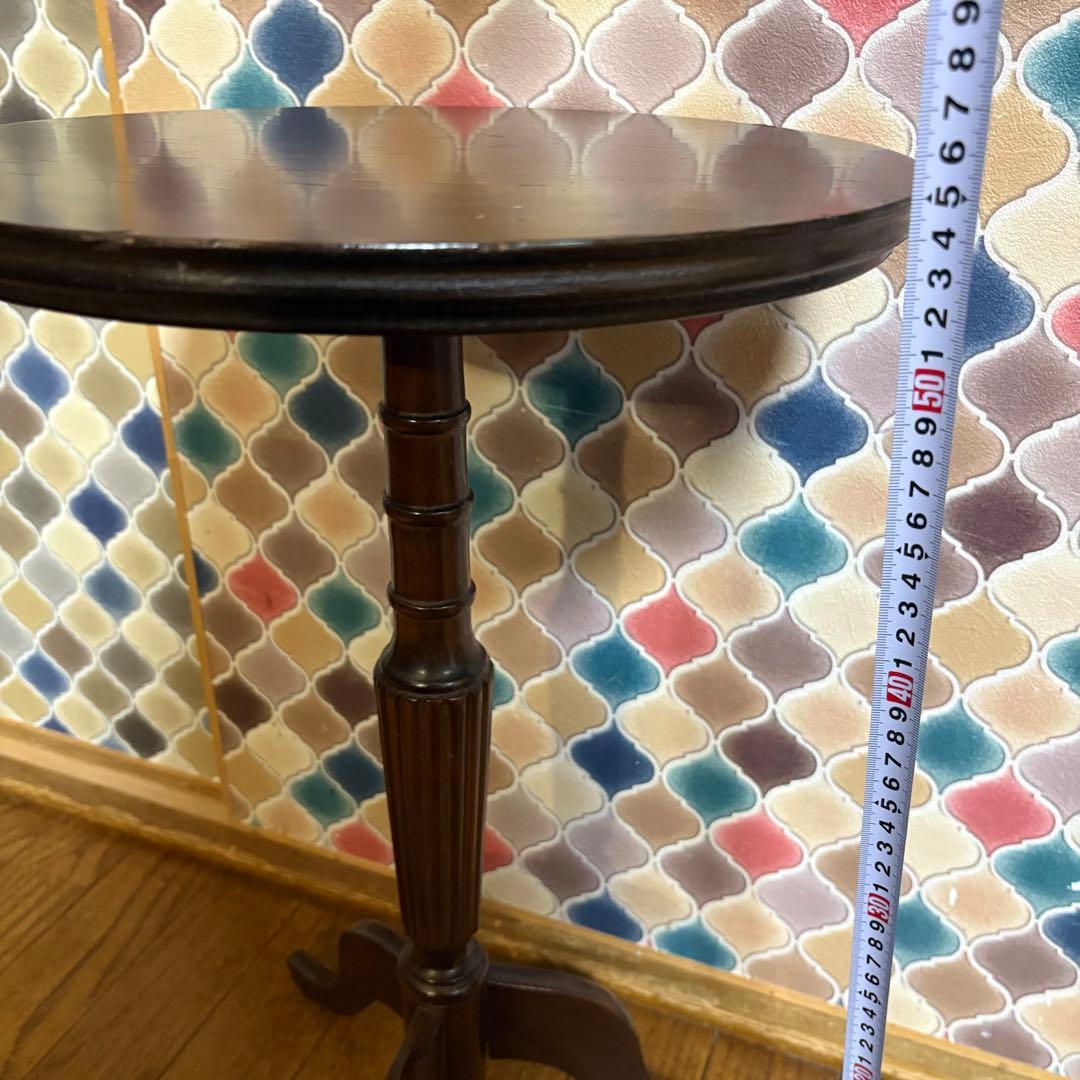 ビンテージ◎木製ラウンドテーブル　サイドテーブル　ミニテーブル　飾り棚　置台