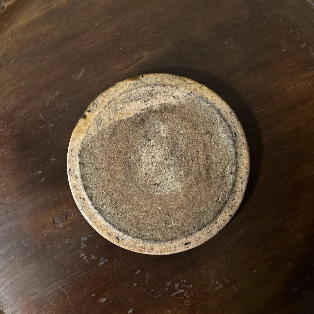 古瀬戸　織部釉行灯皿 行燈皿　石皿　古民芸　美濃　古美術　唐津　検:李朝白洲正子