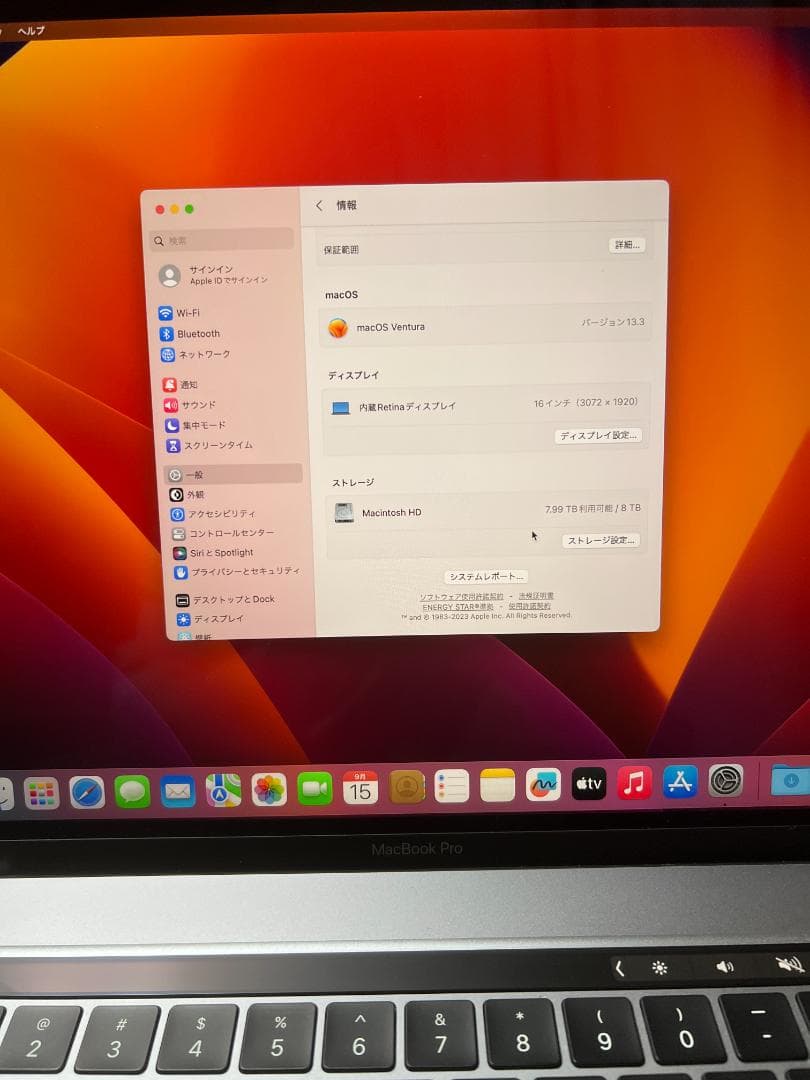 MacBook Pro グレイUS Core i9 64GB 8TB