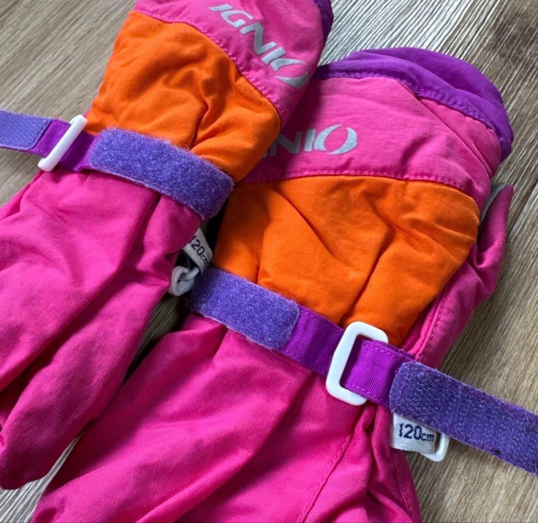 Columbia 子供用フード付きジャケット ピンク/オレンジ　手袋セット