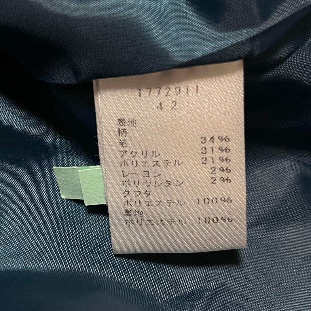 美品✨エイココンドウ　42 ウール　チェック　異素材　コート