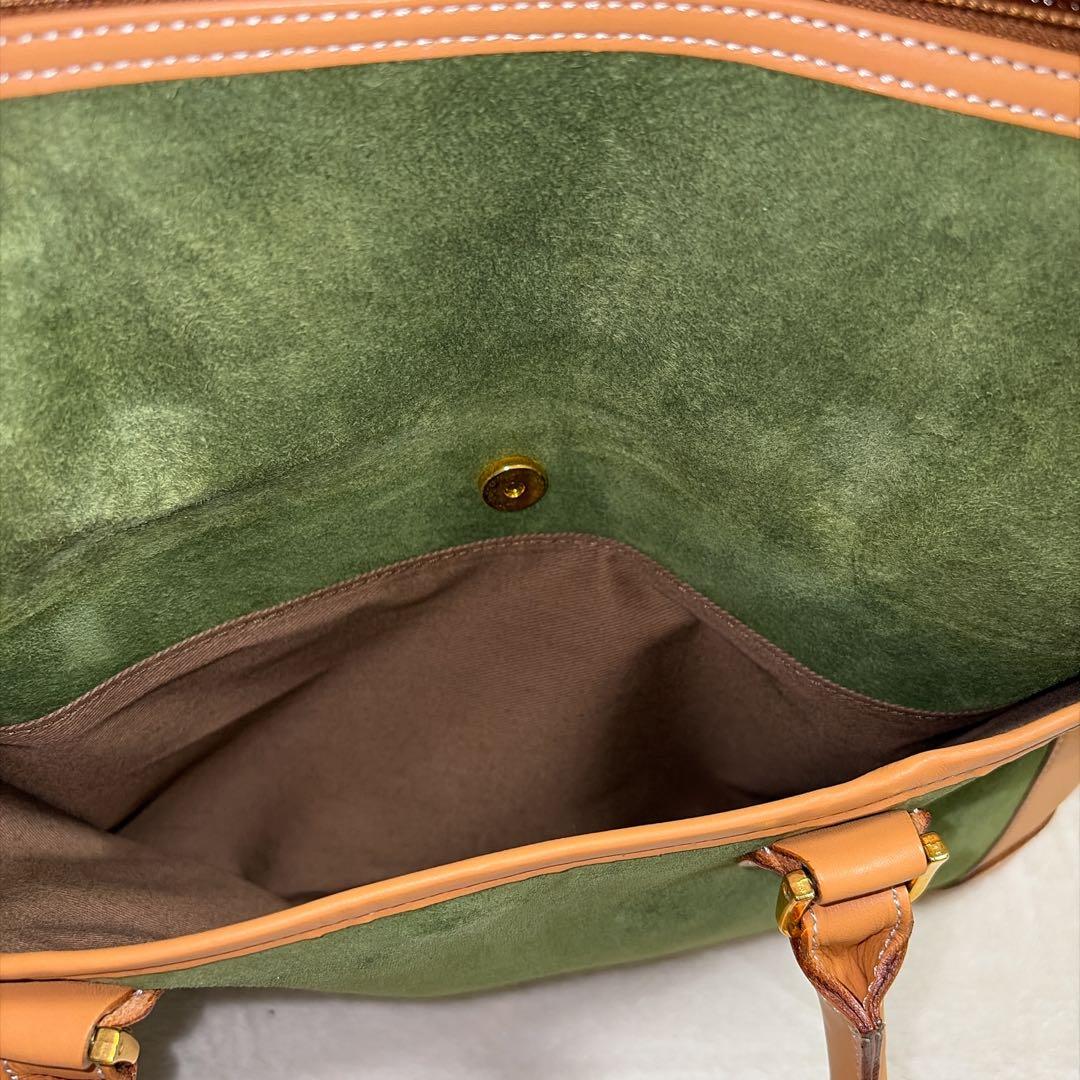 【美品】Kitamura キタムラ 緑スエード ハンドバッグ ポーチ付き 限定