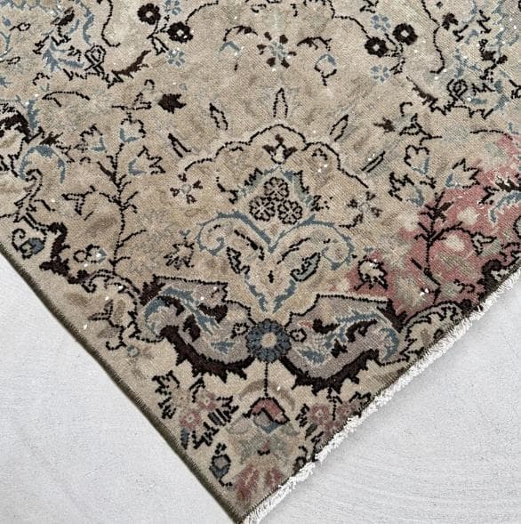 トルコヴィンテージラグ A76超大判 最高級 レア カイセリ グレージュ ブルー