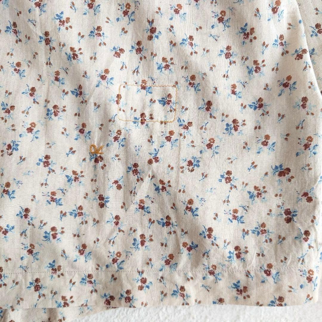 しい　45R インドカディ森花プリントのフリルブラウス 45rpm