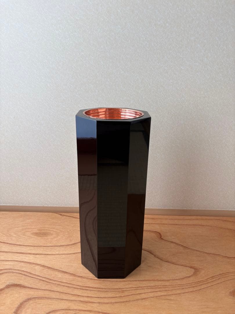 63【おまとめ買い可】華道　八角塗寸胴　華道具　寸どう　花器　花入れ　水仙