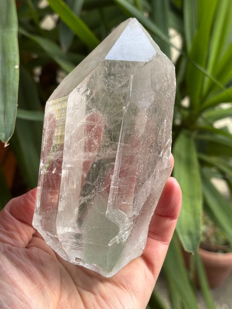 インド　マニハール産　グリーンファントムクォーツ　ポイント　873g 気泡入り