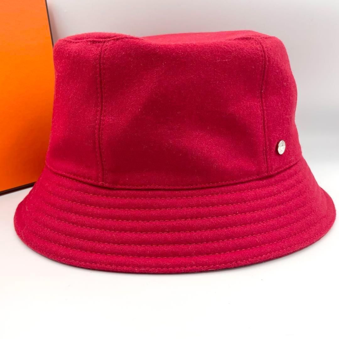 鑑定済・極美品★エルメス　カシミヤ　カルヴィ　バケットハット　セリエ　57