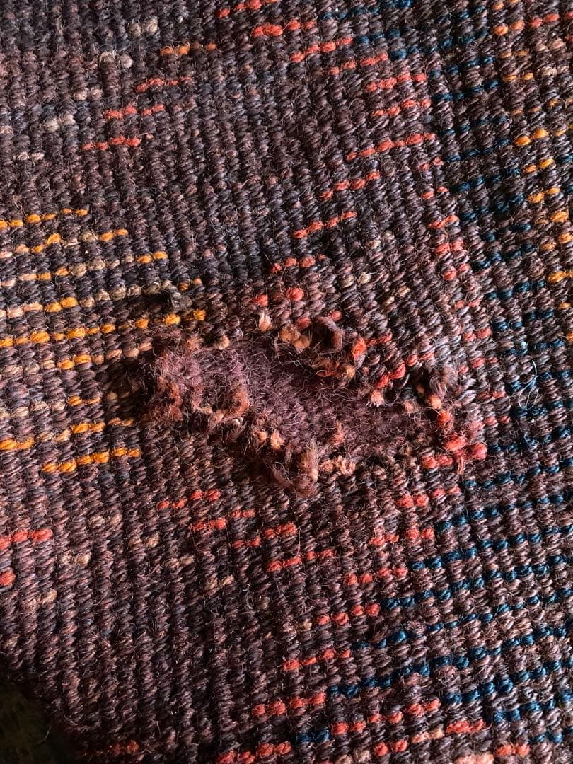 オレンジブラック　超ロングランナーラグ　ヴィンテージラグ　トルコラグ