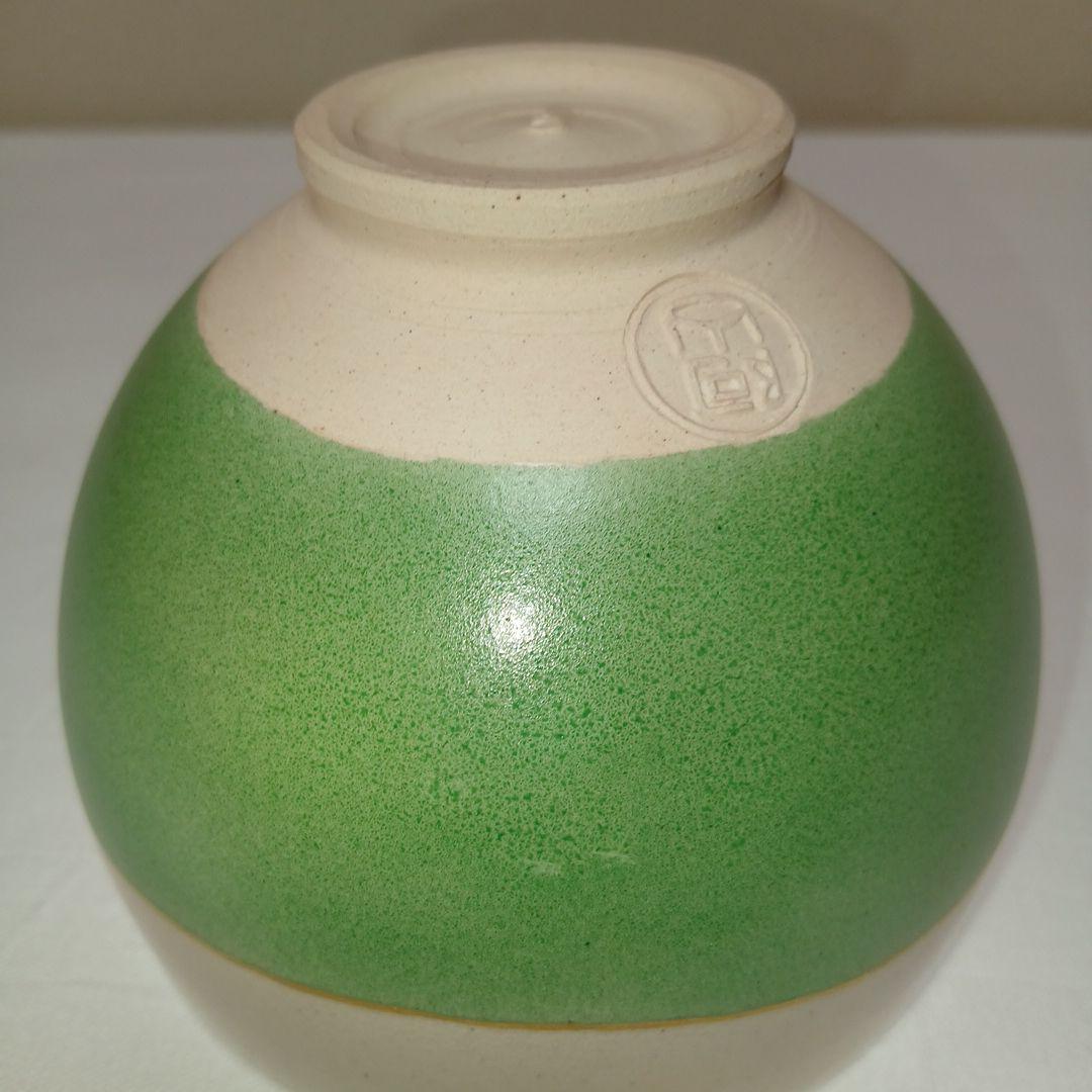 通次阿山作　色絵芽生え茶碗