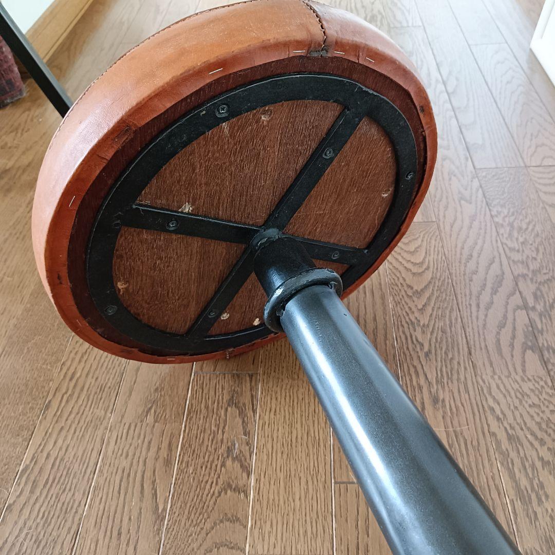 インダストリアル アイアン スツール ビンテージ singer 本革 チェア ①