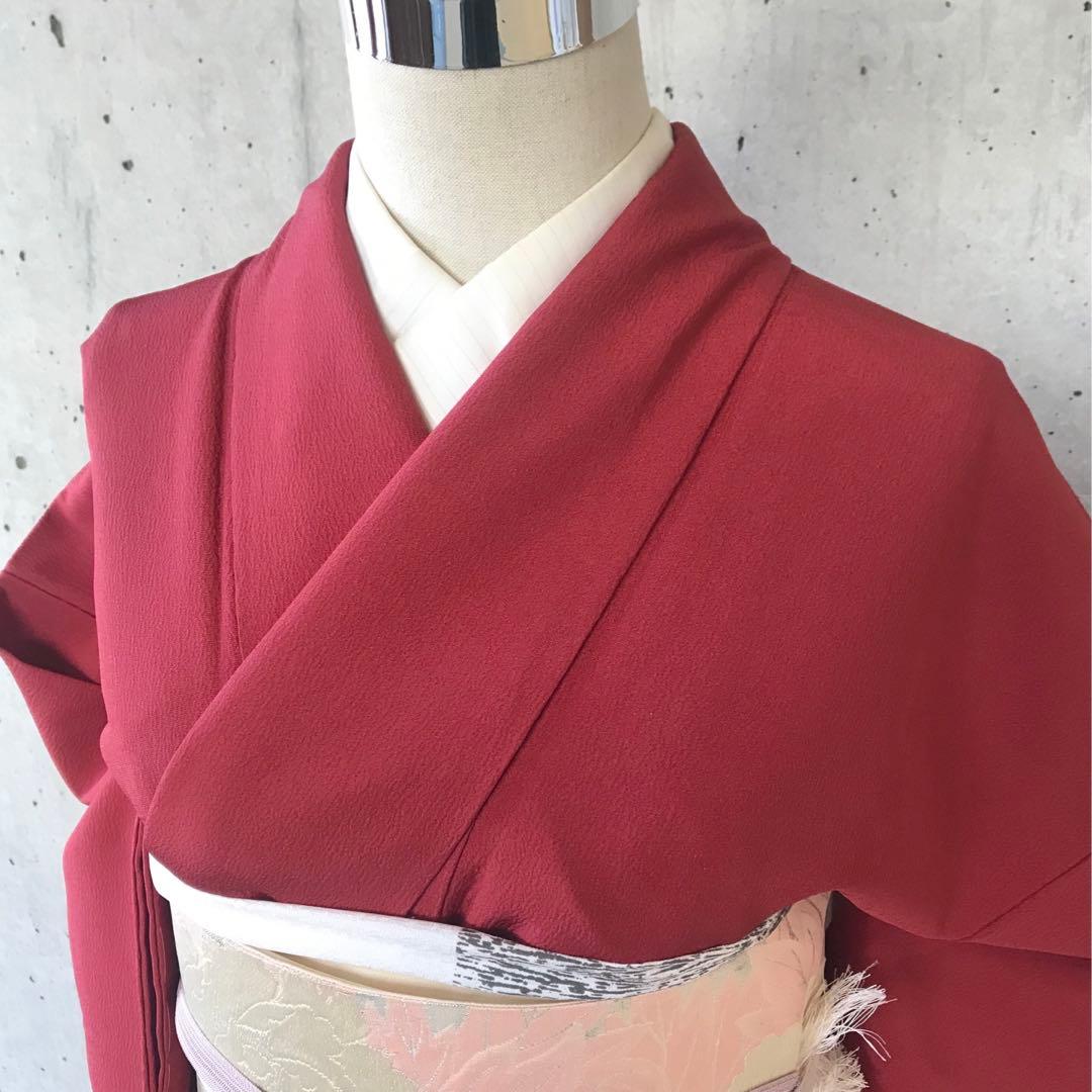 正絹　色無地　一つ紋　袷