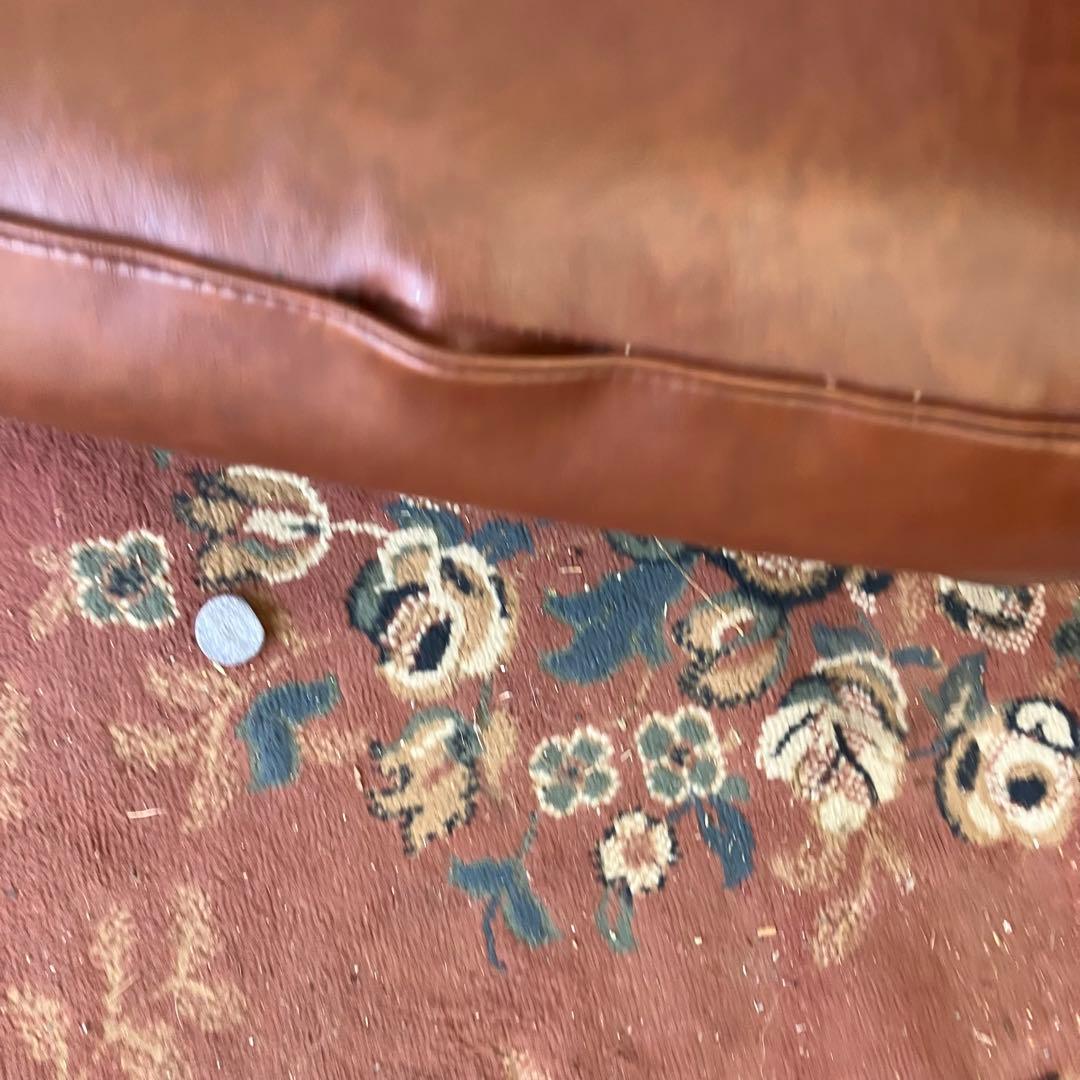 昭和レトロ オールドカリモク 古家具 三人掛けレザーソファー アームチェア 装飾