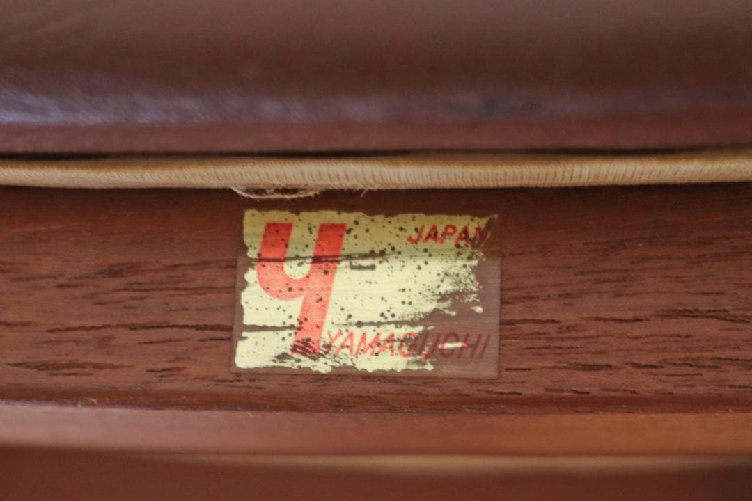 ヴィンテージ 山口木材工芸 チーク材 ダイニングチェア 椅子 低座 合皮 茶 1