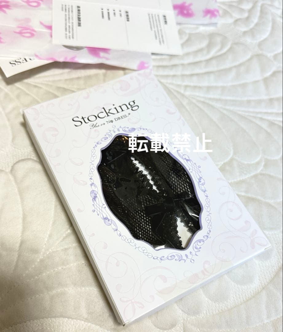 Nodress 2024ss ブラック リボン レース ストッキング　五分丈