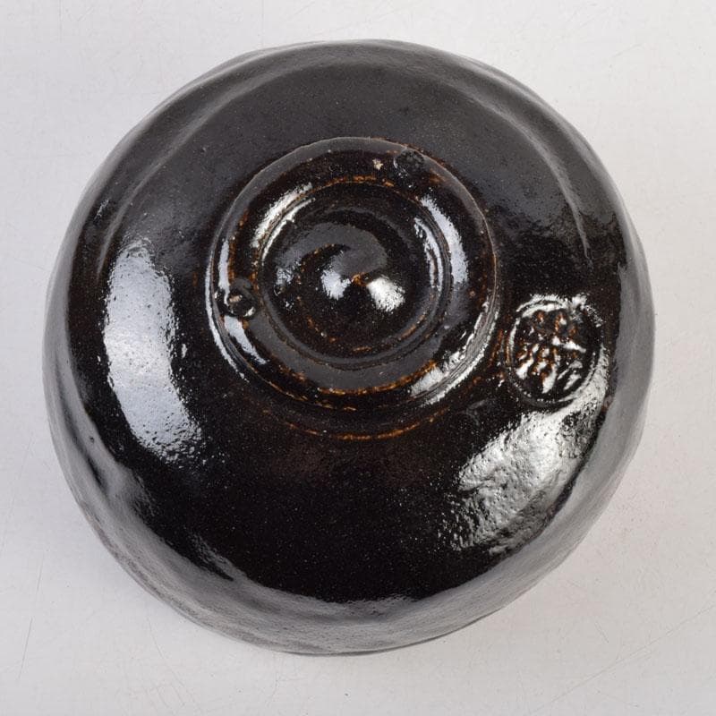 茶道具　八事窯　一休庵　中村道年造　黒楽茶碗　共箱　C　8879