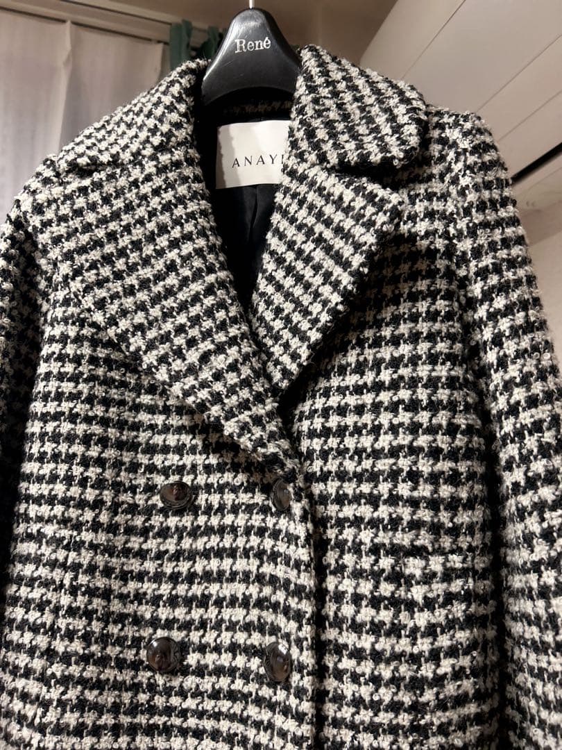 アナイ現行品【新品未使用タグ付き】ループ千鳥ツイードPコート34