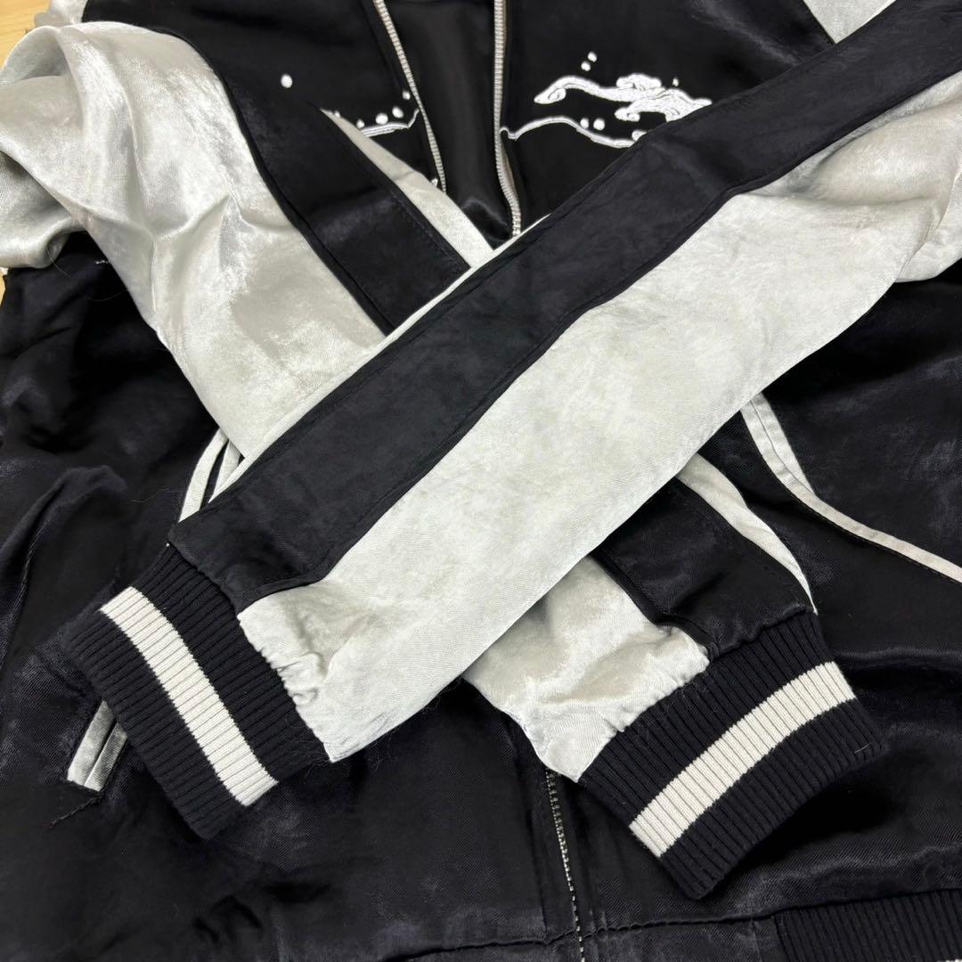 m*o様 美品 花旅楽団 鯨 クジラ 刺繍 レーヨン リバーシブル スカジャン