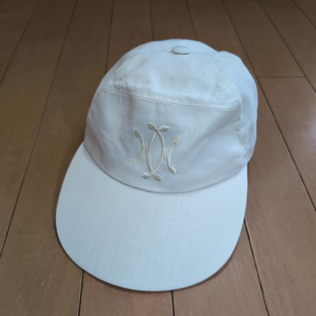 雰囲気抜群 HERMES リネンキャップ 白 58 フランス製 d63