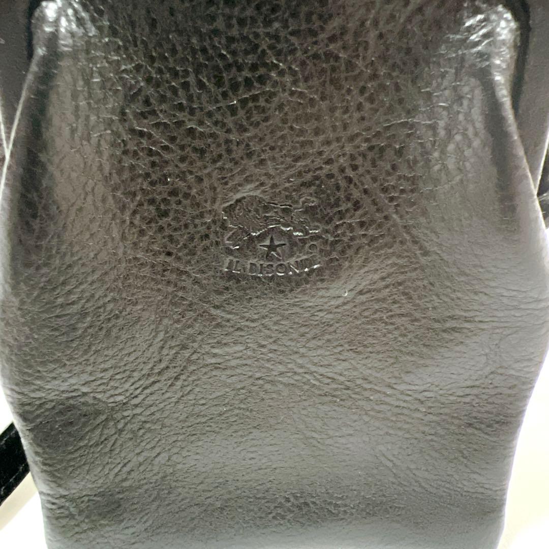 【希少】イルビゾンテ　ミニショルダー ボディバッグ　がま口　斜め掛け　レザー　黒