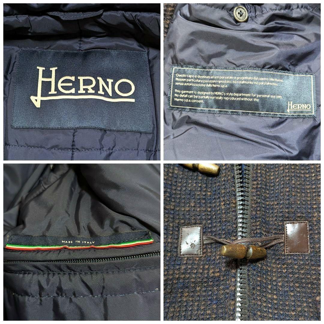 HERNO ヘルノ ダッフルコート ウール ニット ダークブラウン