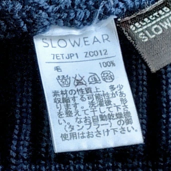 美品 ザノーネ 肉厚ウール タートルネック ニットセーター 48 ネイビー