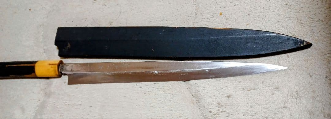 正本　総本店　柳葉包丁　本鋼　角巻　鞘付き