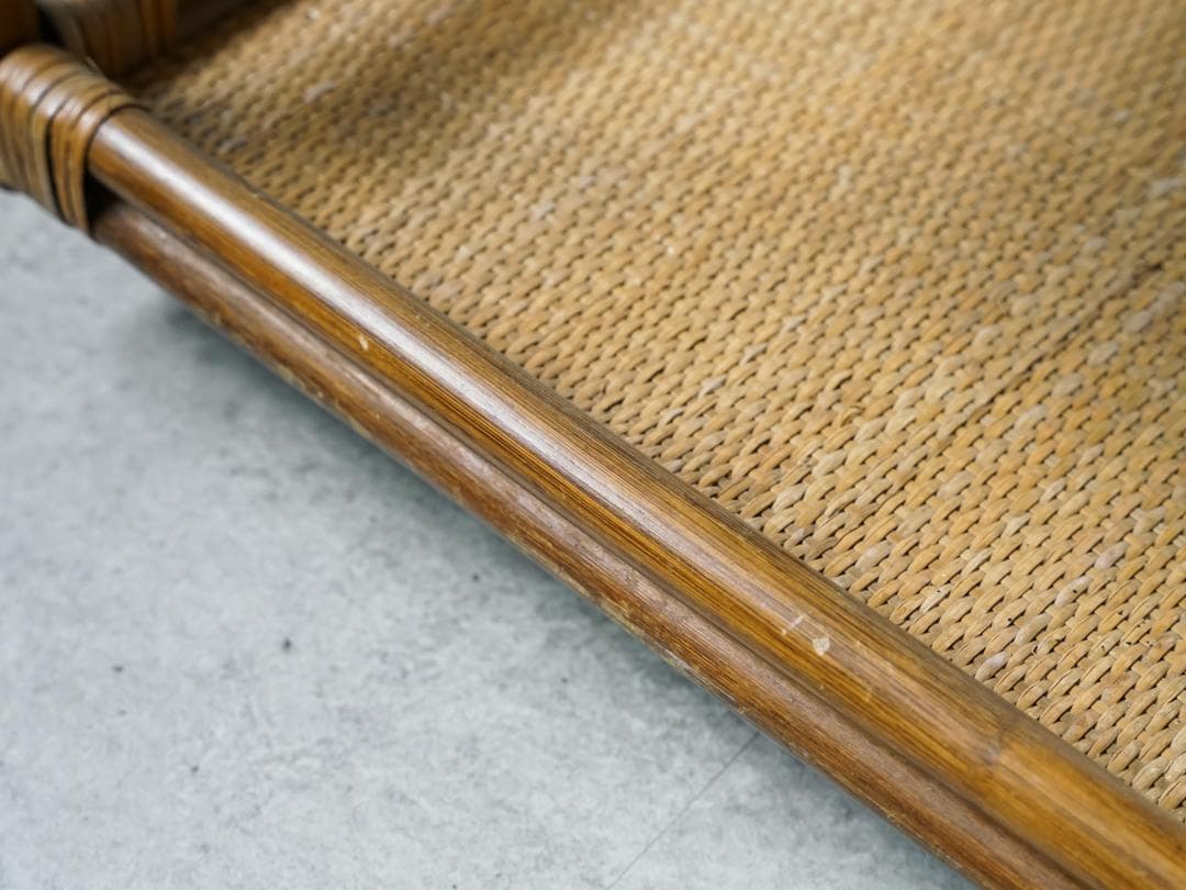 80-90's vintage ワゴンテーブル 藤 ラタン レトロモダン