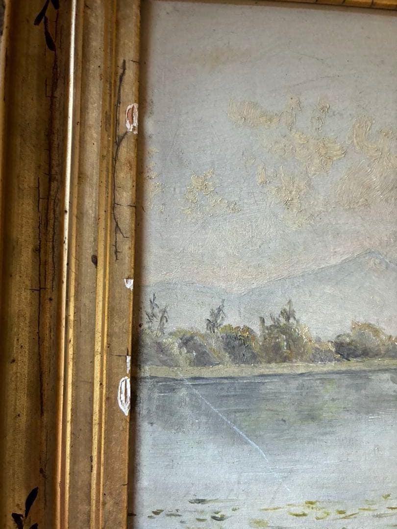 アンティーク　絵画　油絵　額付き　インテリア　装飾　1800年代　アメリカ